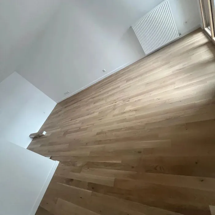 Parquet en lames posé dans un séjour lumineux